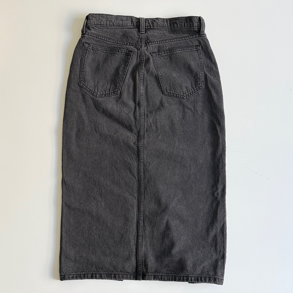 Abercrombie High-Rise 26/2 Black Denim Midi Skirt - Picture 2 of 3